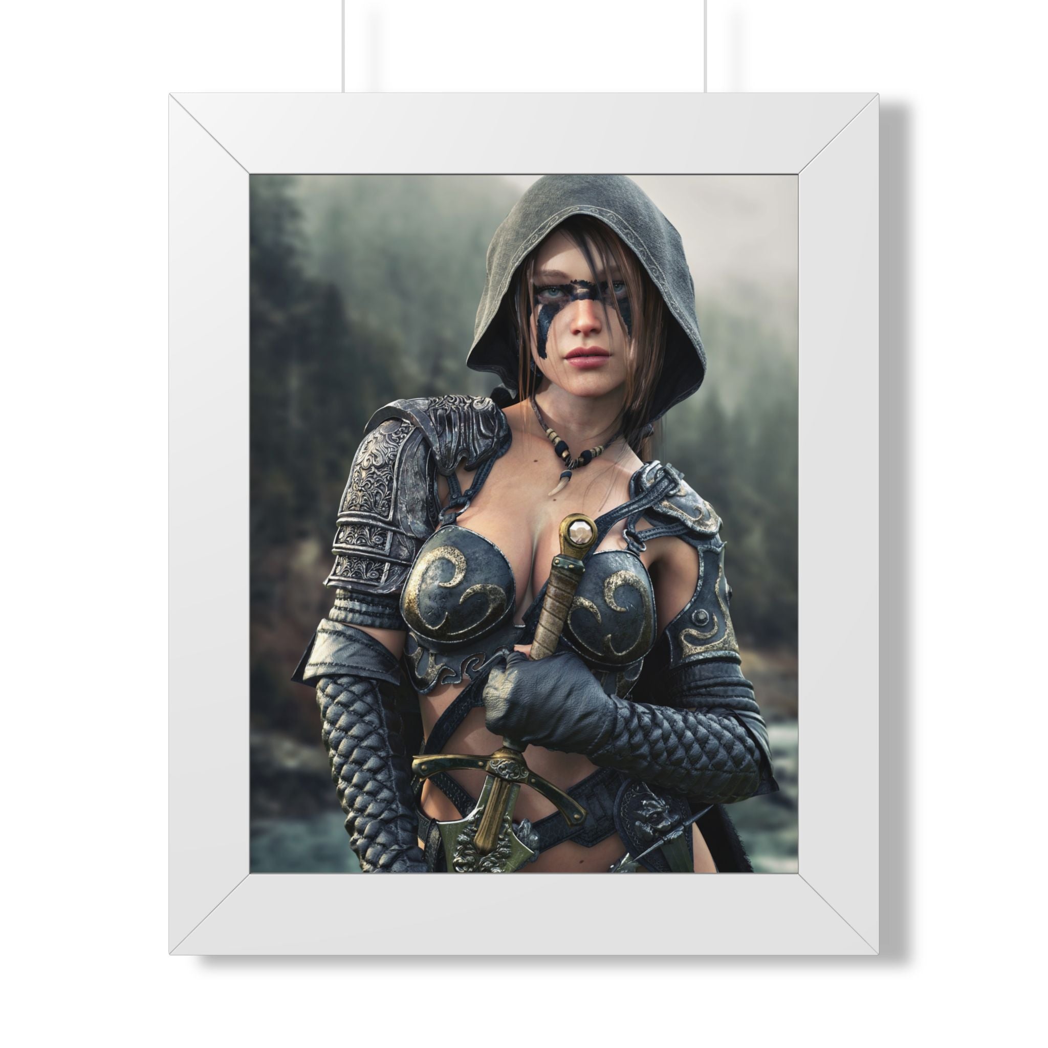 Fantasy Ranger Warrior Framed Poster — Female Armored Rogue Wall Art