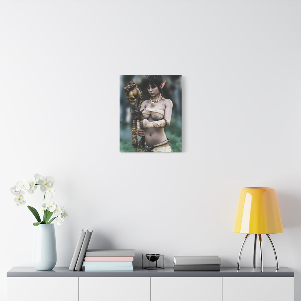 Dark Elf Necromancer Canvas Wall Art | Gothic Fantasy Sorceress Artwork