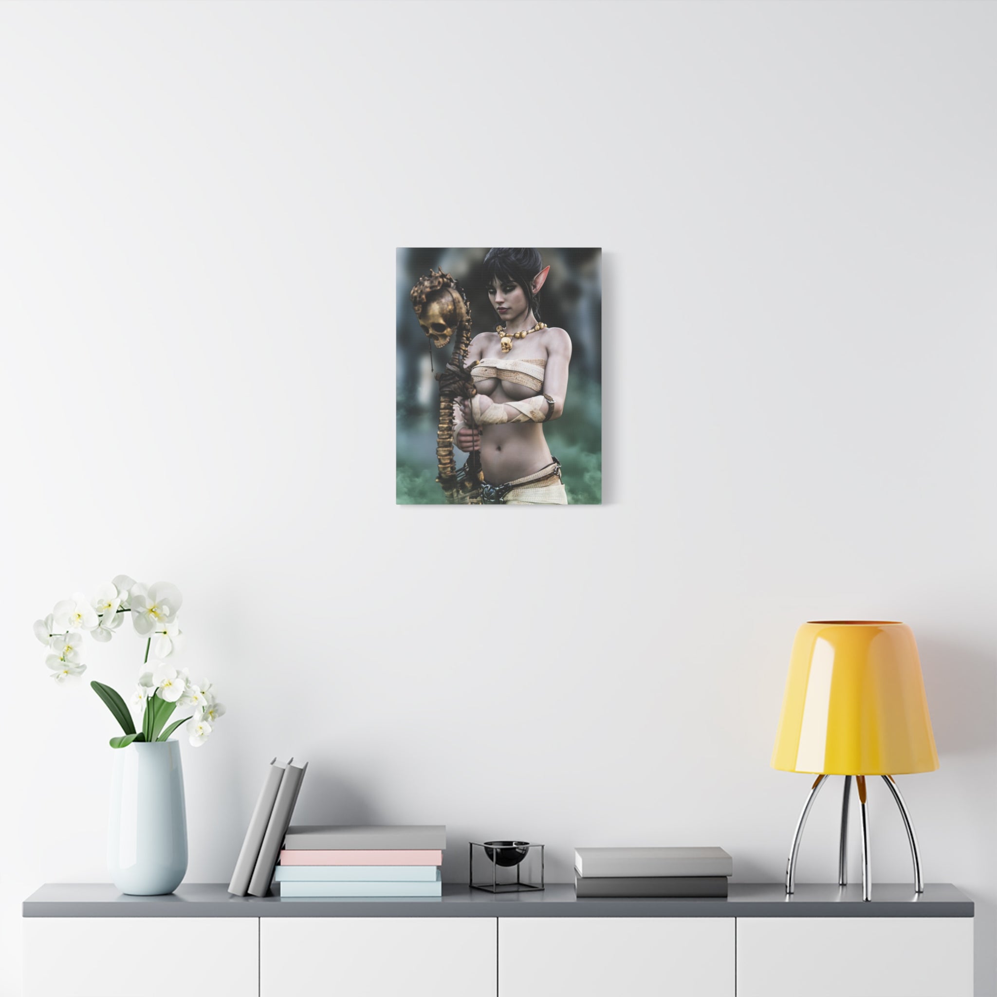 Dark Elf Necromancer Canvas Wall Art | Gothic Fantasy Sorceress Artwork