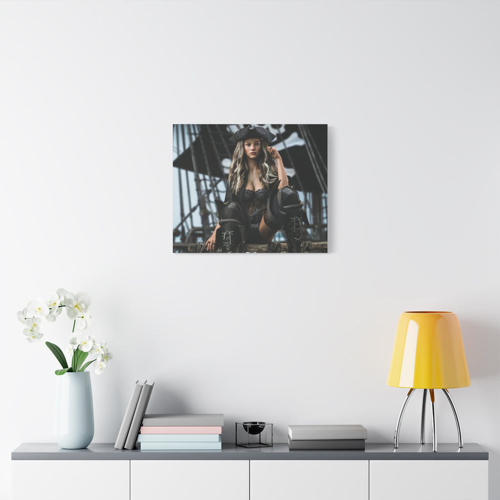 Pirate Queen Canva Wall Art – Hand-Crafted Fantasy Pirate Illustration