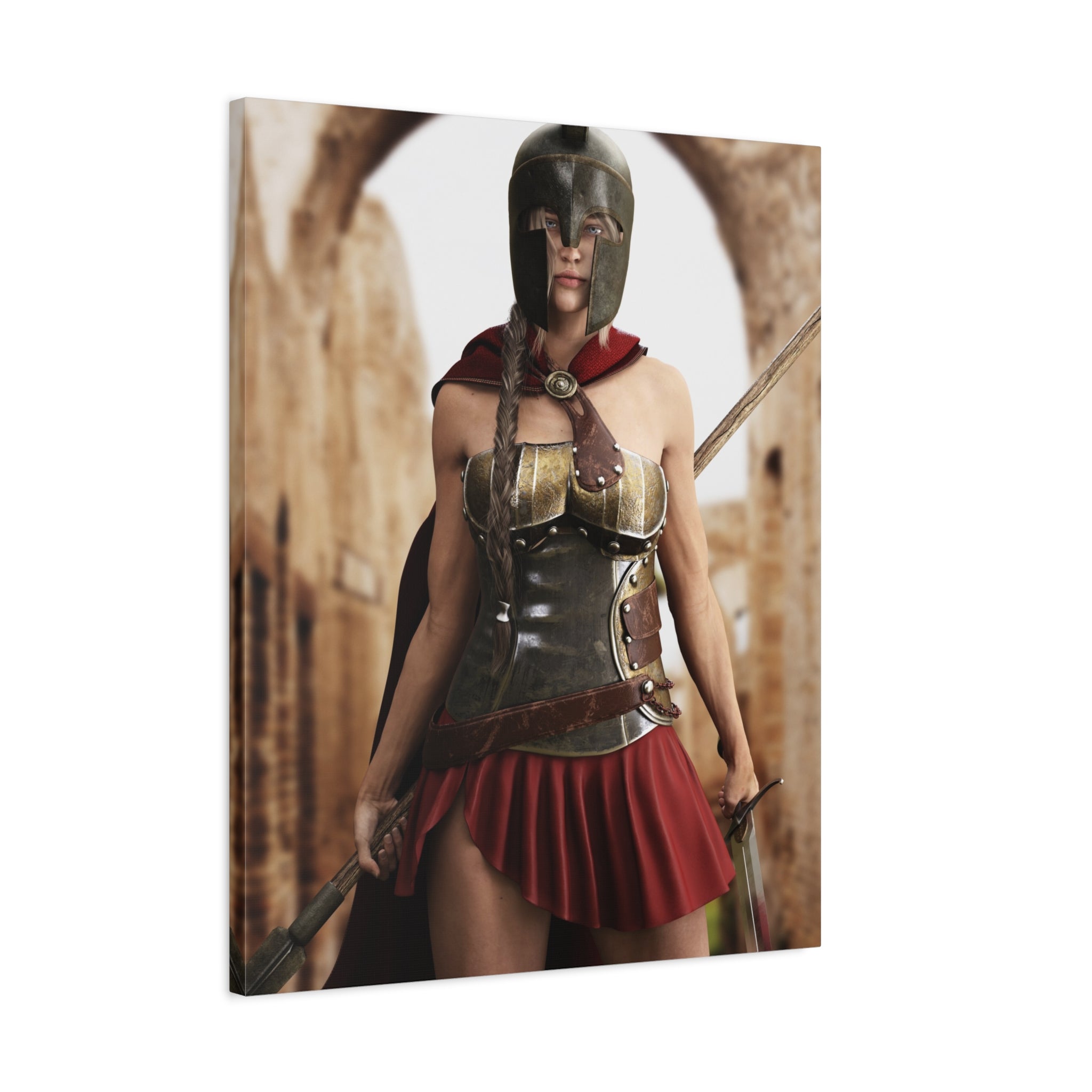 Spartan Female Warrior Canvas Wall Art