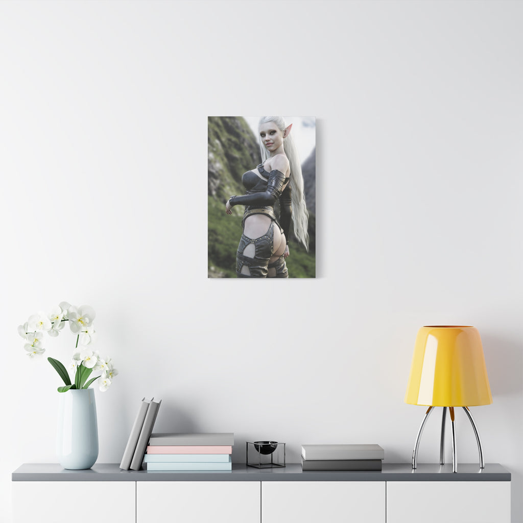 Fantasy Elf Warrior Canvas Print — Matte Stretched Wall Art- No AI - Human created illustration art
