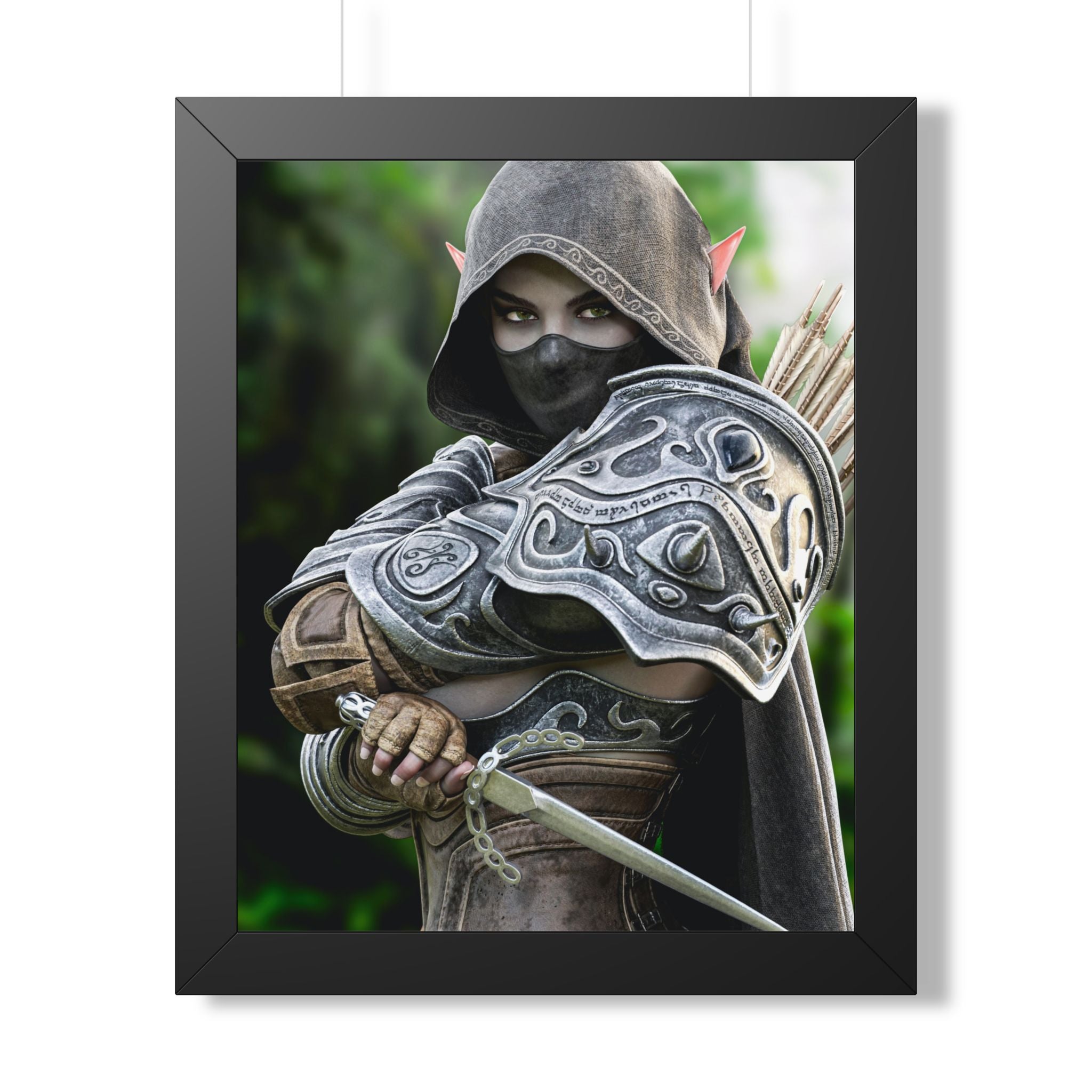 Framed Poster — Fantasy Dark Elf Archer Drow Wall Art