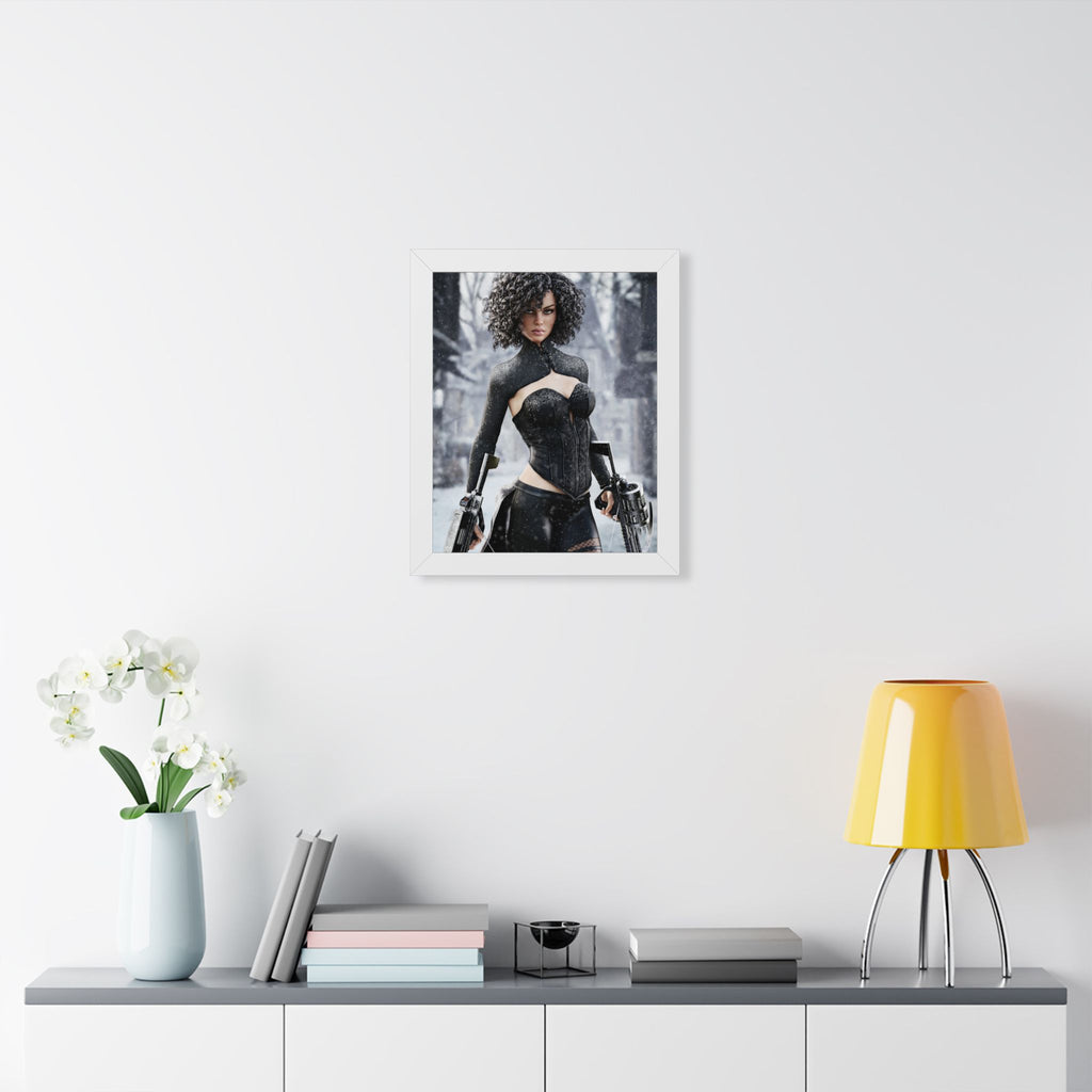 Framed Poster — Female Huntress - No AI - Human created illustration art