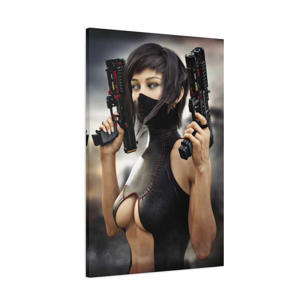 Futuristic Assassin Matte Canvas Wall Art - No Ai- Human created illustration art