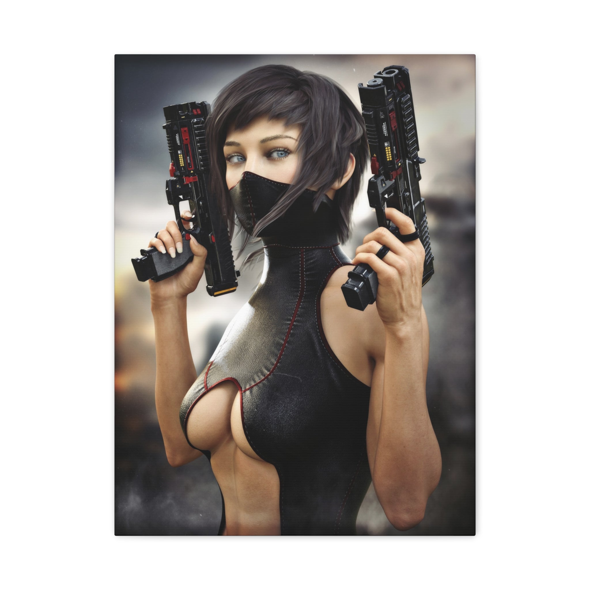 Futuristic Assassin Matte Canvas Wall Art - No Ai- Human created illustration art