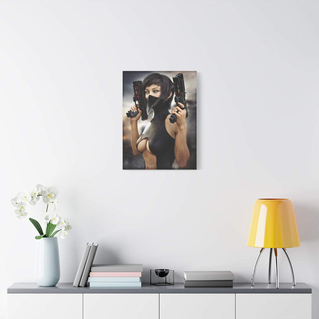 Futuristic Assassin Matte Canvas Wall Art - No Ai- Human created illustration art