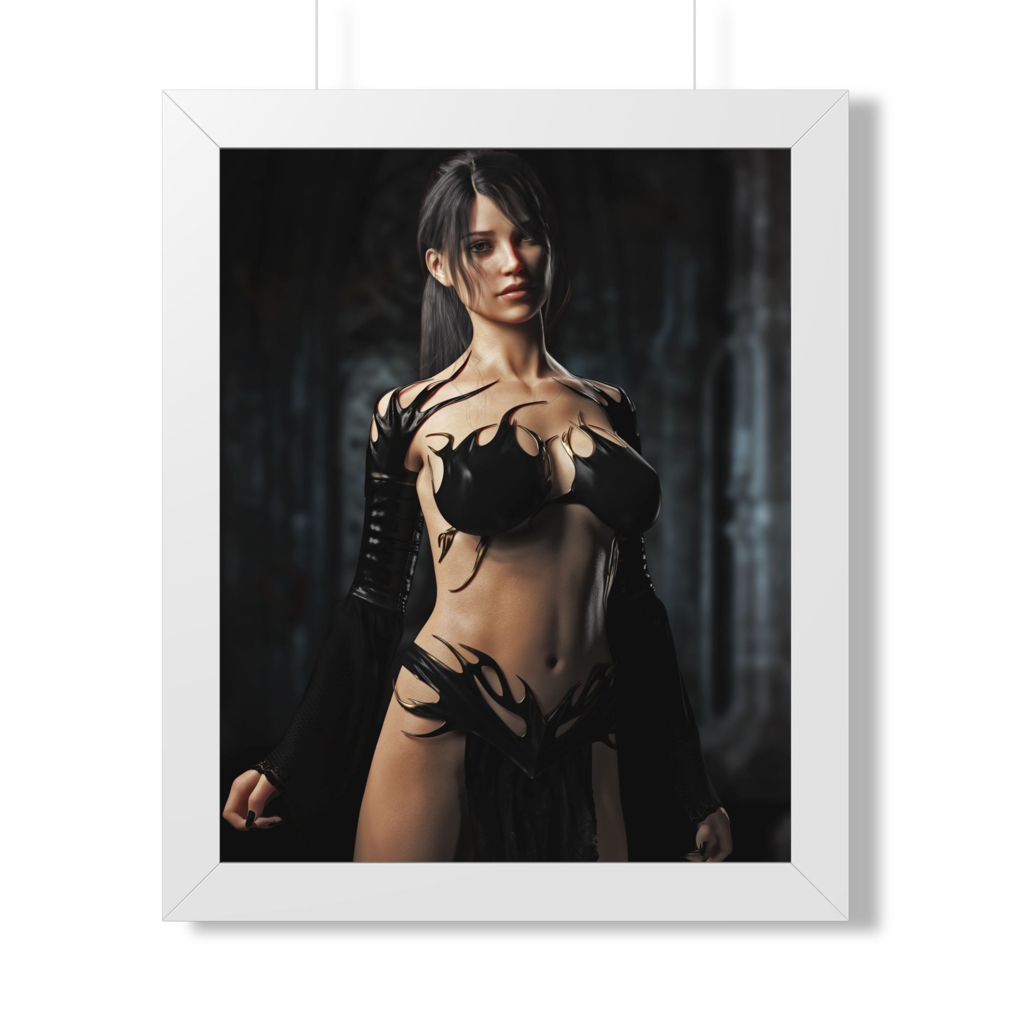 Framed Poster — Dark Fantasy Sorceress Woman Art Print- No AI- Human created illustration art
