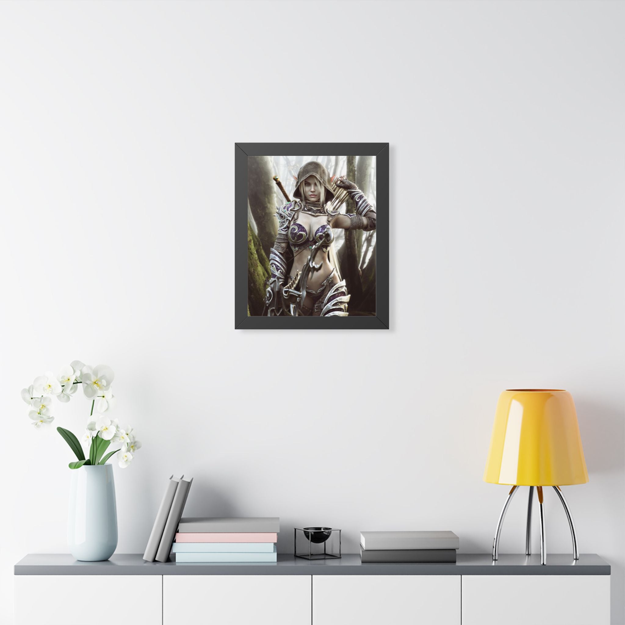 Fantasy Archer Framed Poster — Female Ranger Wall Art - No AI - Human created illustration