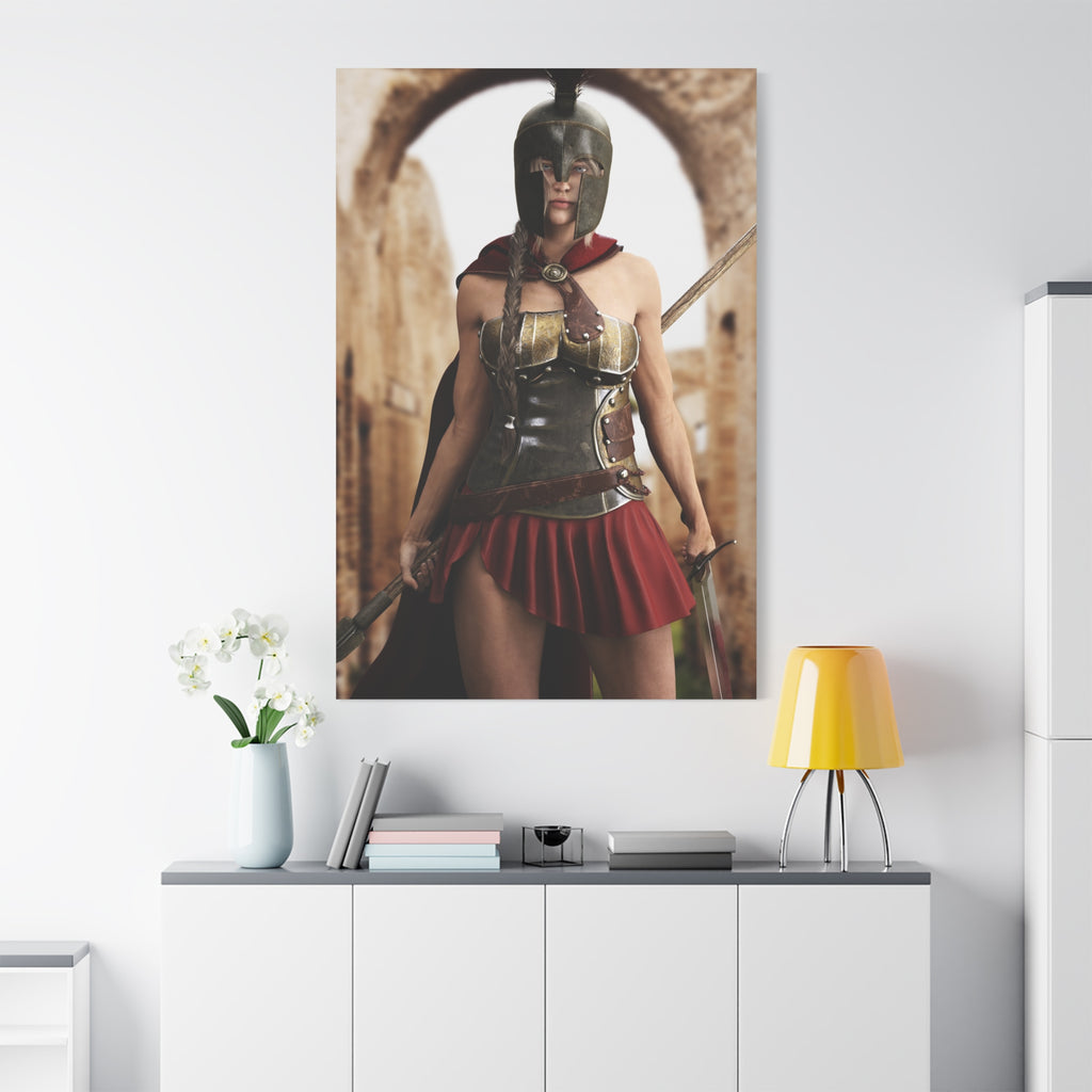 Spartan Female Warrior Canvas Wall Art