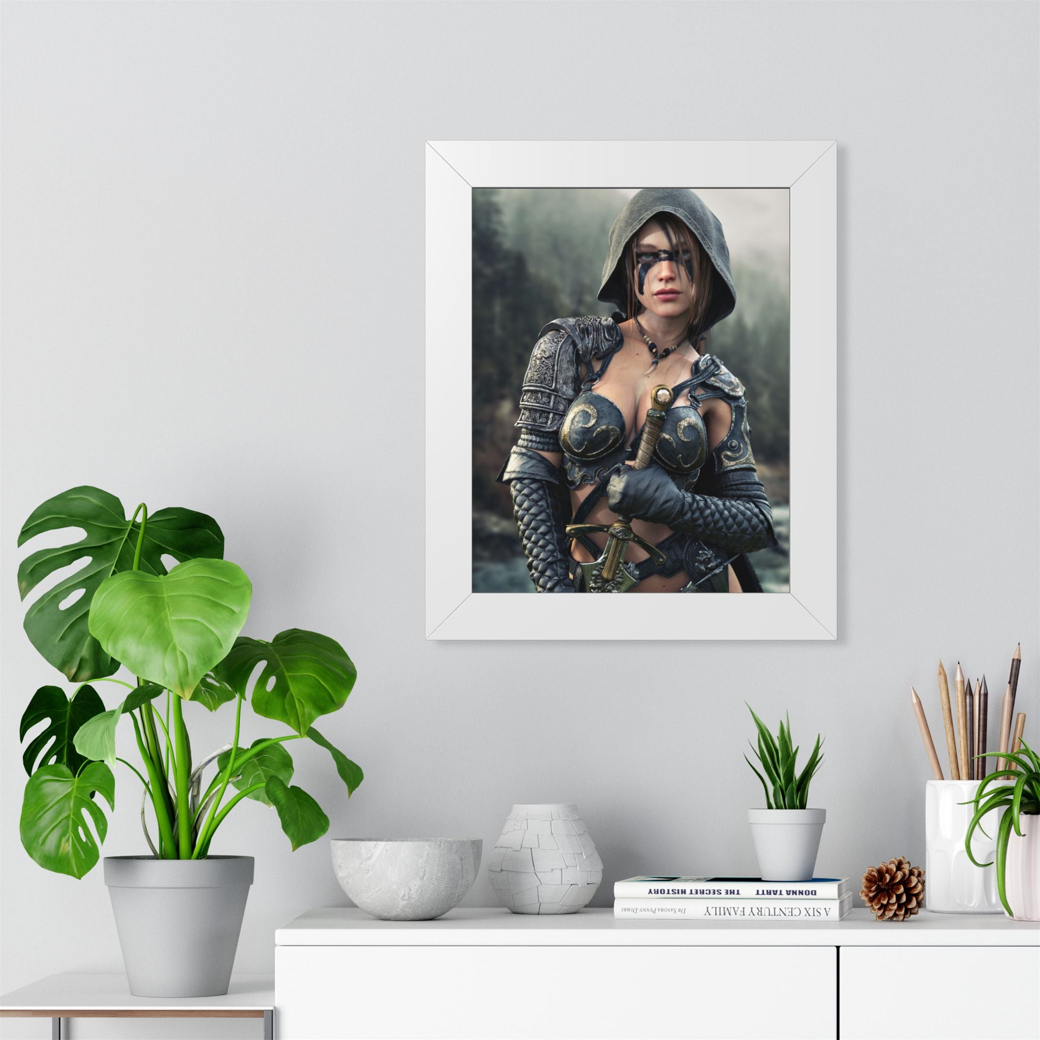 Fantasy Ranger Warrior Framed Poster — Female Armored Rogue Wall Art