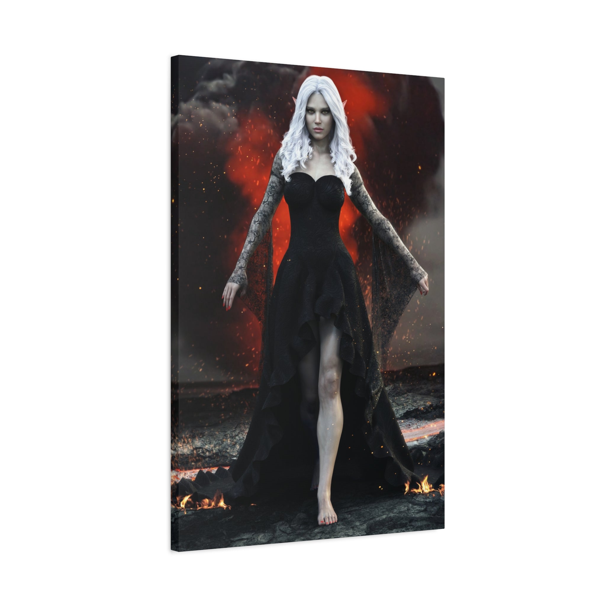 Dark Sorceress Canvas Print – Gothic Fantasy Wall Art- No AI- Human created illustration art