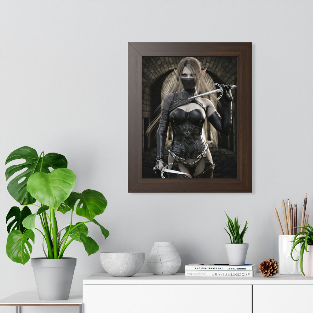Dark Elf Assassin Framed Wall Art | Fantasy Rogue Art Print