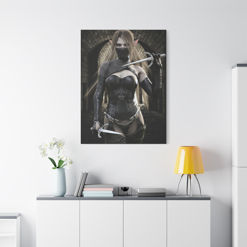 Dark Elf Assassin Canvas Wall Art | Fantasy Rogue Elf Artwork