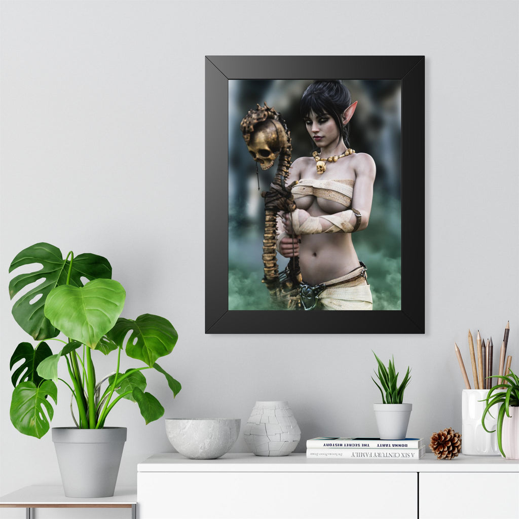 Dark Elf Necromancer Wall Art – Hand-Crafted Fantasy Illustration