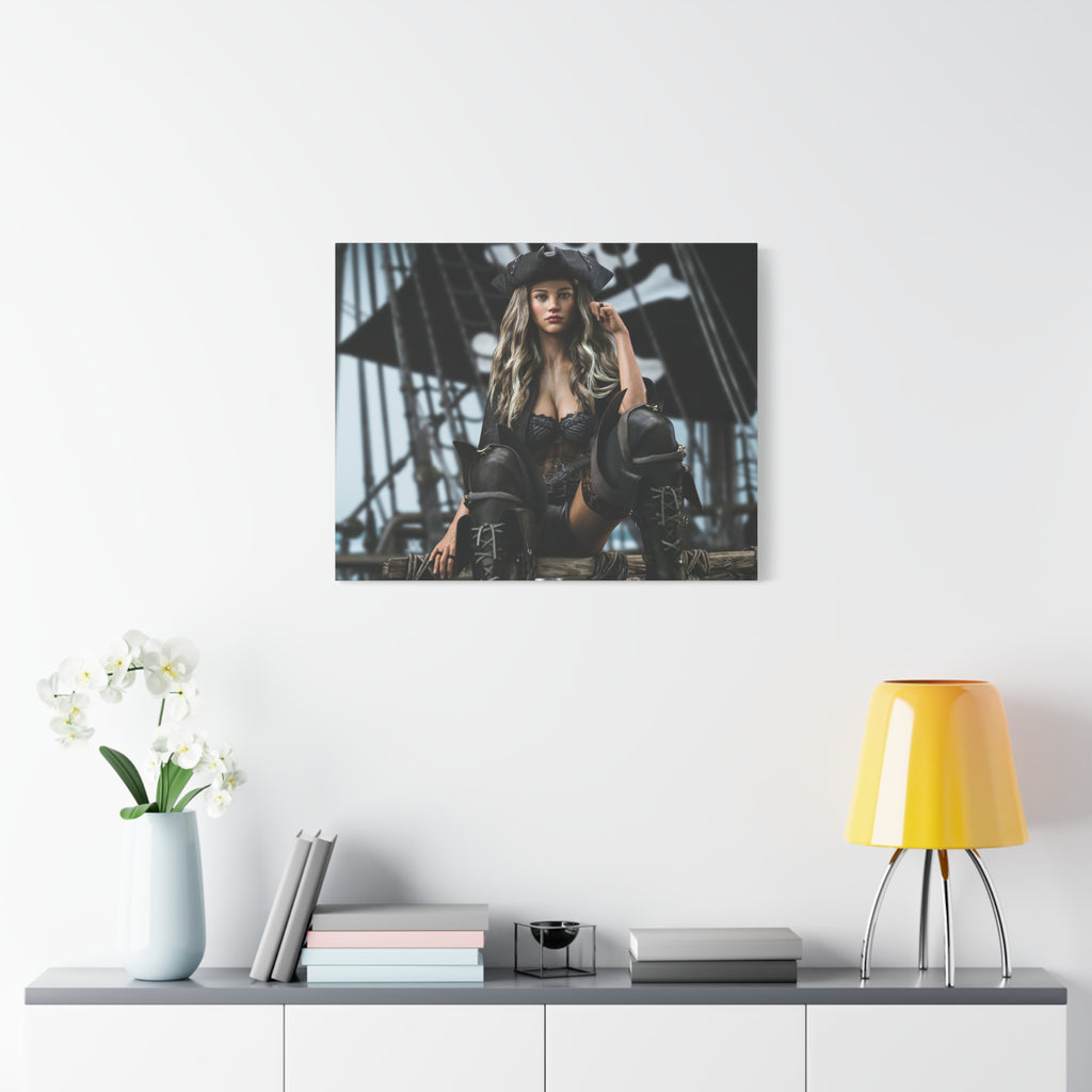 Pirate Queen Canva Wall Art – Hand-Crafted Fantasy Pirate Illustration