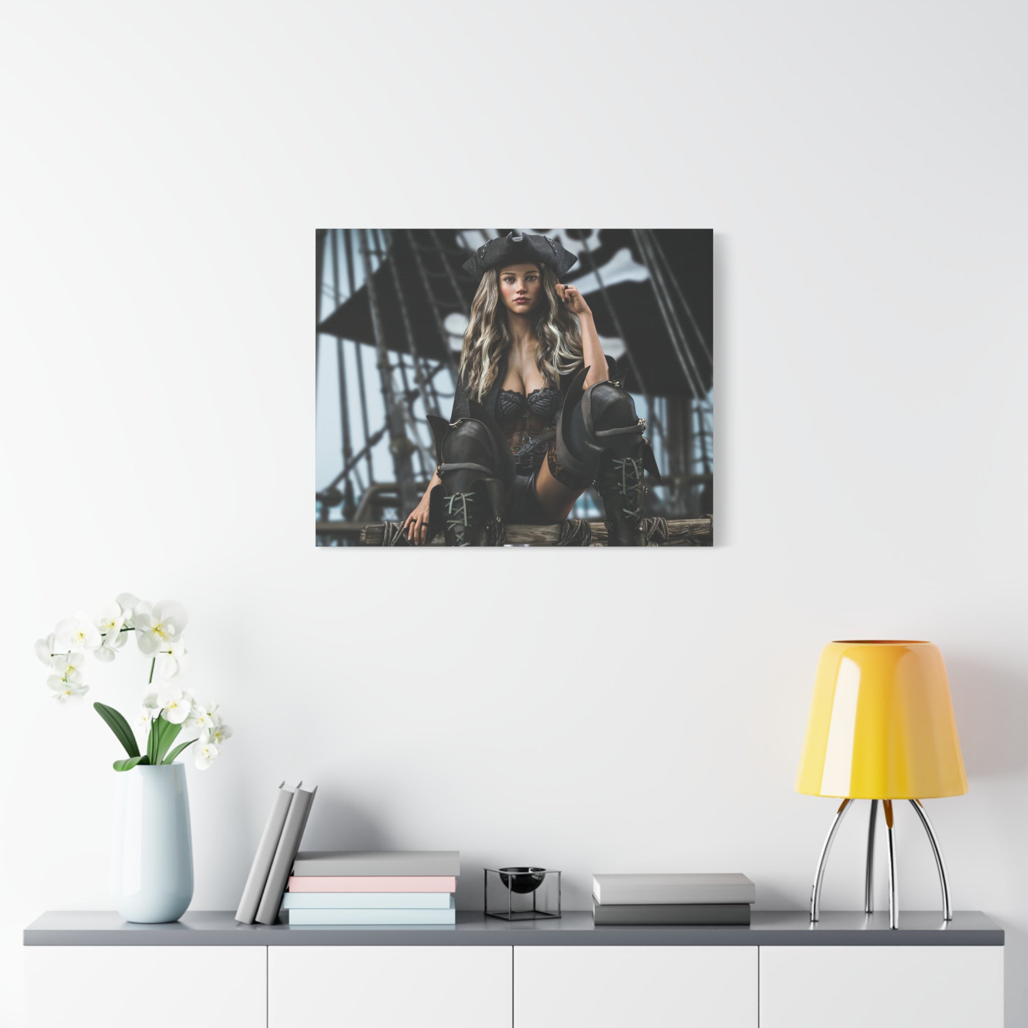 Pirate Queen Canva Wall Art – Hand-Crafted Fantasy Pirate Illustration