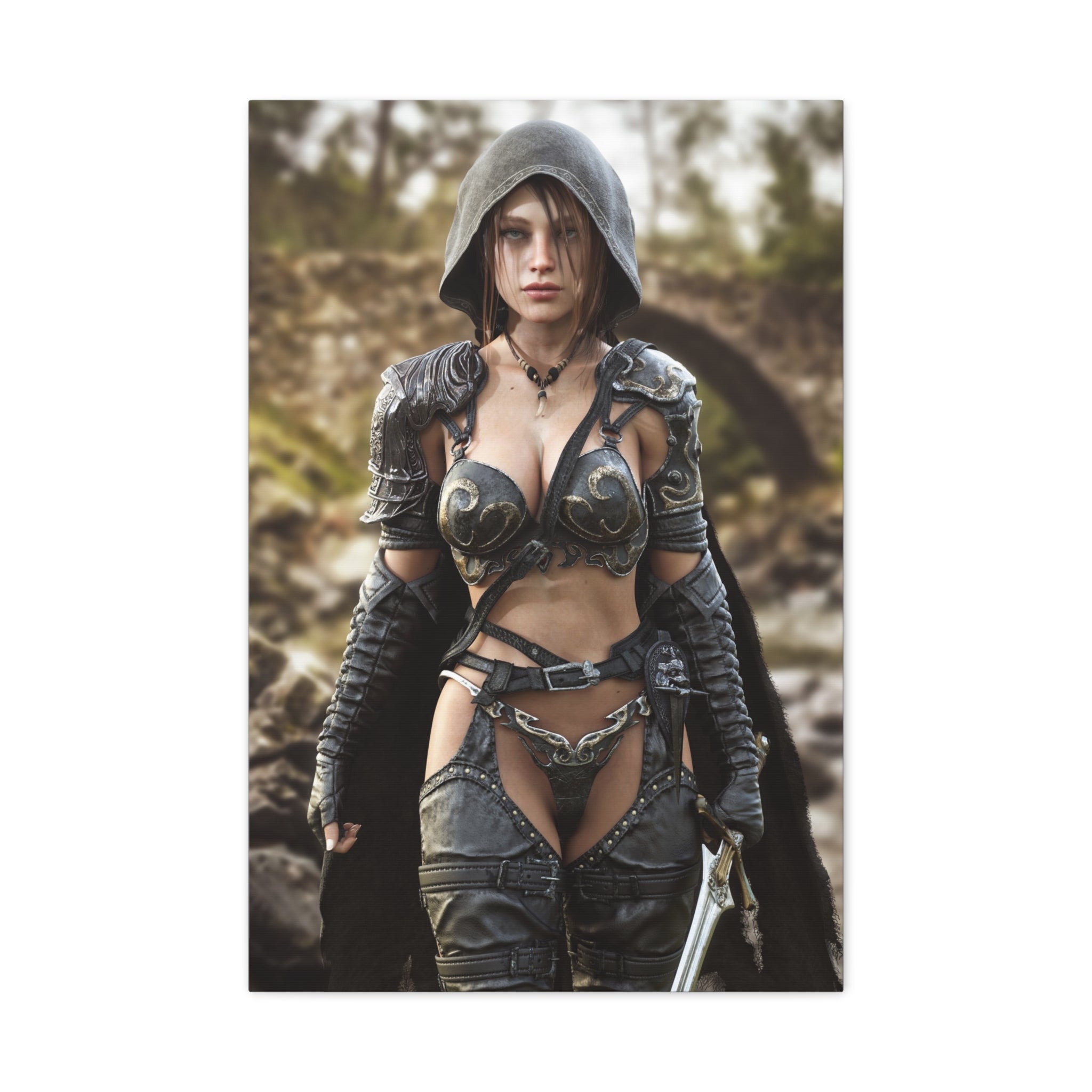 Fantasy Warrior Woman Matte Canvas Print - No AI- Human created illustration art