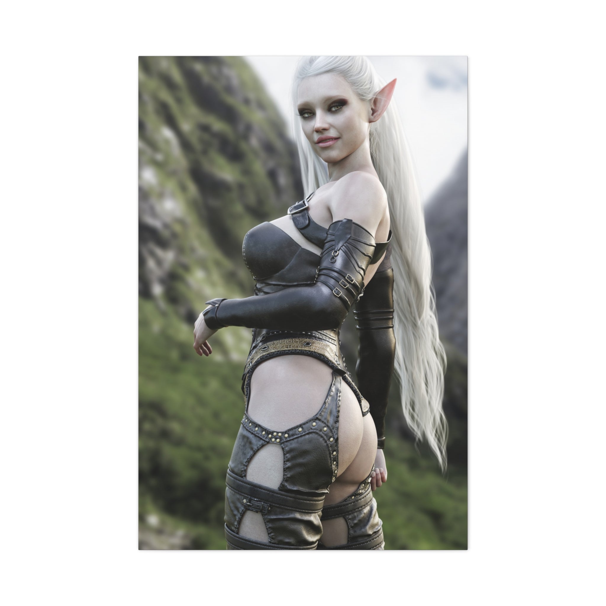Fantasy Elf Warrior Canvas Print — Matte Stretched Wall Art- No AI - Human created illustration art