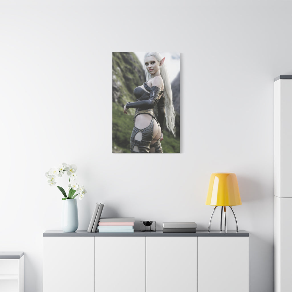 Fantasy Elf Warrior Canvas Print — Matte Stretched Wall Art- No AI - Human created illustration art