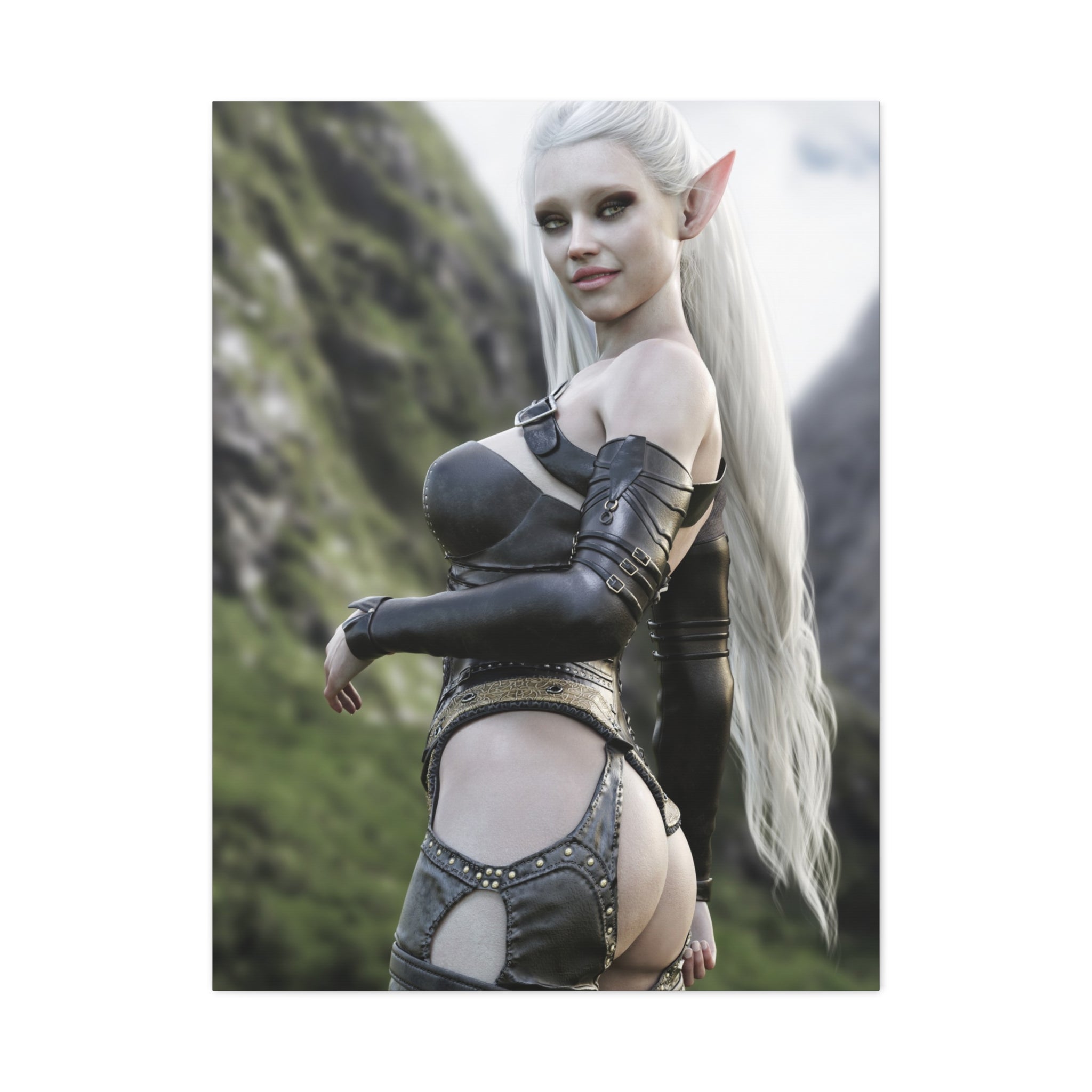 Fantasy Elf Warrior Canvas Print — Matte Stretched Wall Art- No AI - Human created illustration art