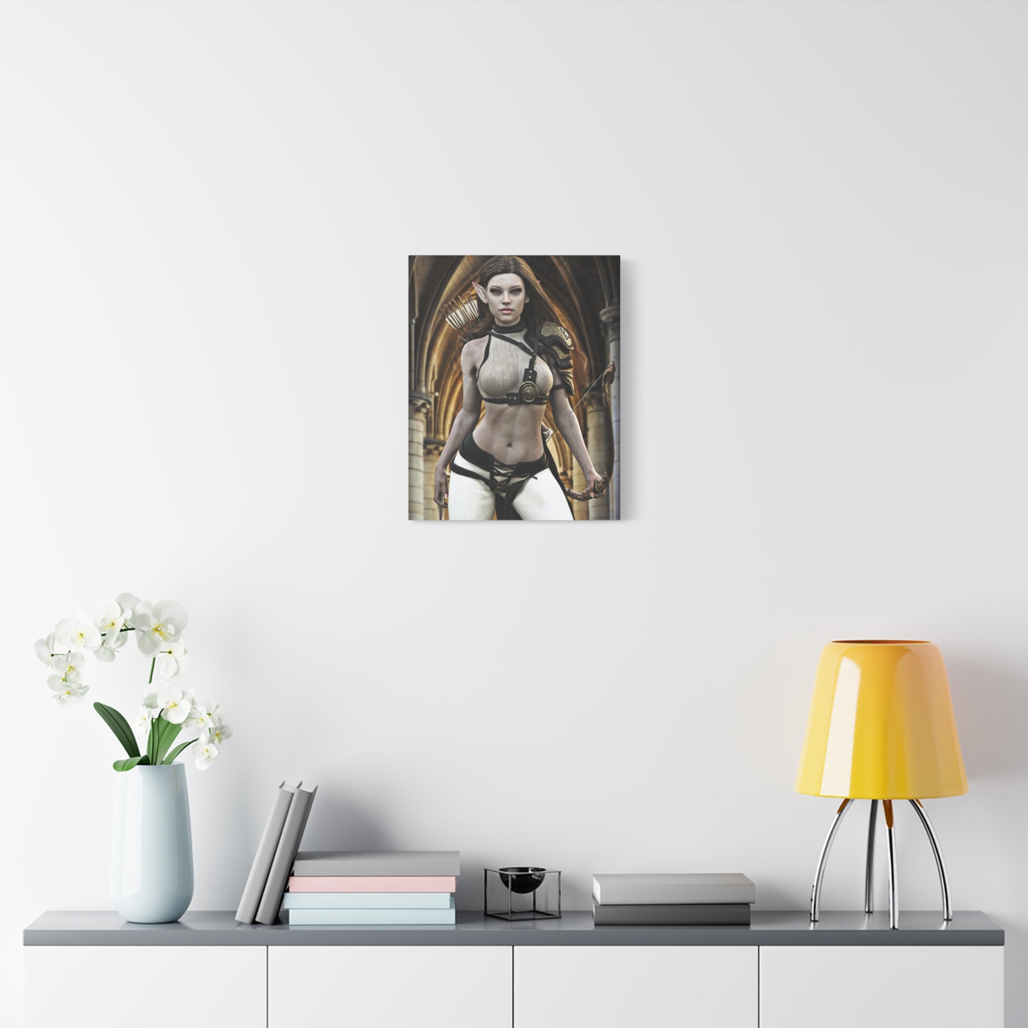Fantasy Elven Archer Canvas Print – Warrior Elf Wall Art- No AI- Human created illustraion art