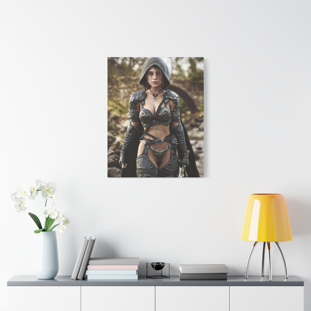 Fantasy Warrior Woman Matte Canvas Print - No AI- Human created illustration art