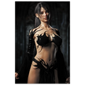 Handcrafted Dark Sorceress wall art featuring a powerful gothic fantasy spellcaster in elegant black attire inside an ancient cathedral. Fantasy artwork perfect for gaming rooms, RPG fans, and gothic fantasy décor.