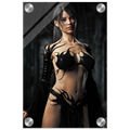 Handcrafted Dark Sorceress wall art featuring a powerful gothic fantasy spellcaster in elegant black attire inside an ancient cathedral. Fantasy artwork perfect for gaming rooms, RPG fans, and gothic fantasy décor.