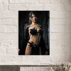 Handcrafted Dark Sorceress wall art featuring a powerful gothic fantasy spellcaster in elegant black attire inside an ancient cathedral. Fantasy artwork perfect for gaming rooms, RPG fans, and gothic fantasy décor.