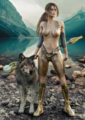 Elf Druid & Wolf Digital Download | Female Fantasy Warrior Wall Art | Printable Fantasy Artwork