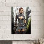 Handcrafted Fantasy Elf Ranger wall art featuring a skilled female elven archer carrying an ornate longbow and quiver while standing in an enchanted forest. Fantasy artwork perfect for gaming rooms, RPG fans, archery enthusiasts, and medieval fantasy décor.