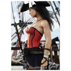 Handcrafted Female Pirate Captain wall art featuring a fearless pirate aboard a historic sailing ship holding a polished cutlass with twin flintlock pistols. Premium fantasy artwork for pirate collectors, gaming rooms, nautical décor, and fantasy enthusiasts.